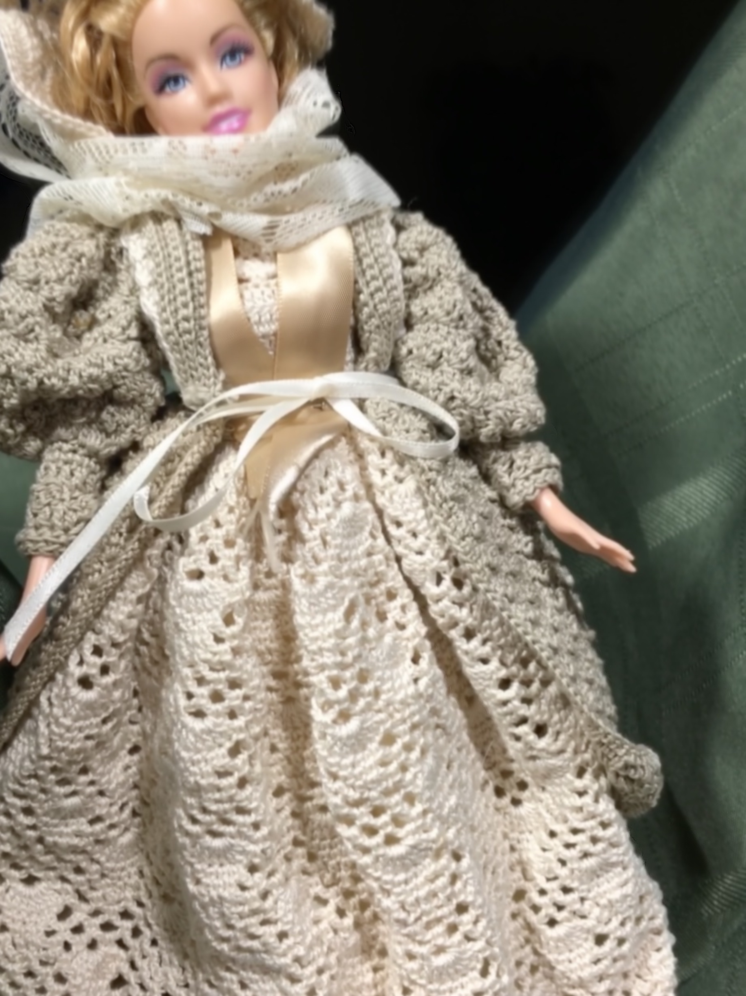 Ivory lace gown crochet Barbie pattern PDF